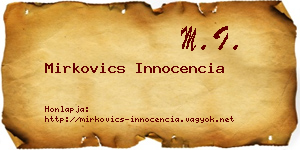Mirkovics Innocencia névjegykártya